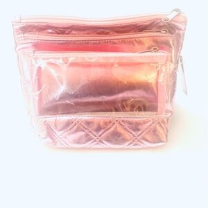 WALGREENS Iridescent Pink Toiletries Bag Makeup Bag Set - 3 Pack